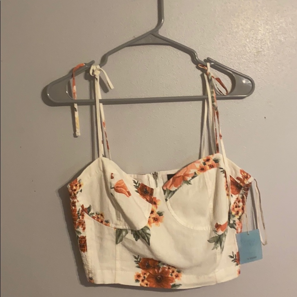 NWT White Floral Bustier Top